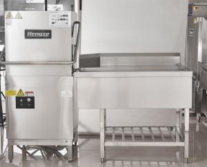 Silver Rack Conveyor Dishwasher Freestanding 5KW Hood Type Dishwashing Machine