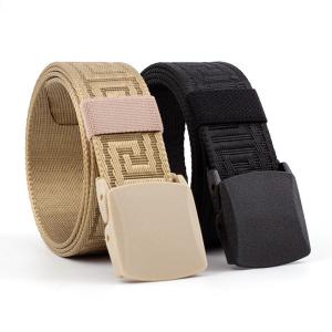 China Unisex Plastic Buckle Cotton Canvas Belt 115cm Metal Allergy Protection wholesale