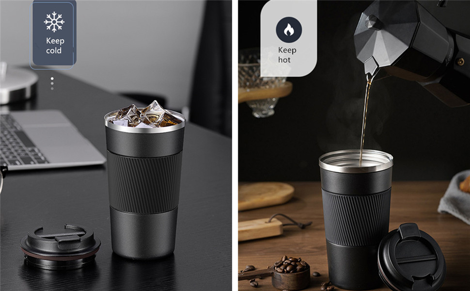 Insulated 12oz 17oz Leakproof Coffee Cup With Lid Thermal Coffee Tumbler Stainless Steel Keep Cold And Hot Gift For Men Women