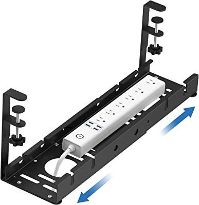 Organize Wires with Extendable Under Desk Cable Management Tray 7.3inch*21.6inch*4.7inch