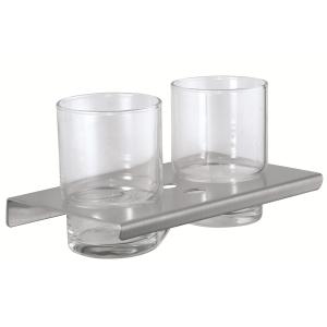 China Wall Mounted Double Toothbrush Holder Bathroom Glass Tumbler Holder wholesale