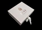 Ornament Cardboard Folding Gift Boxes White Glossy Lamination Ribbon Closure