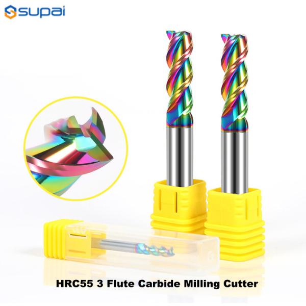 Carbide Cutting Tools 3flutes Colorful Coating for Aluminium HRC55 Milling