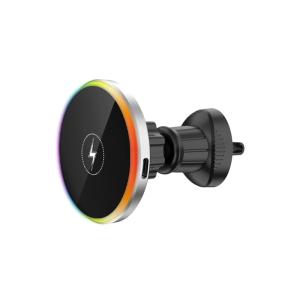 China 15W Magnetic Car Holder with Magnetic Wireless Charging Silver/Grey Color wholesale