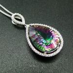 Women's Jewelry Pear Cutting Green Spinel Round White Cubic Zirconia 925