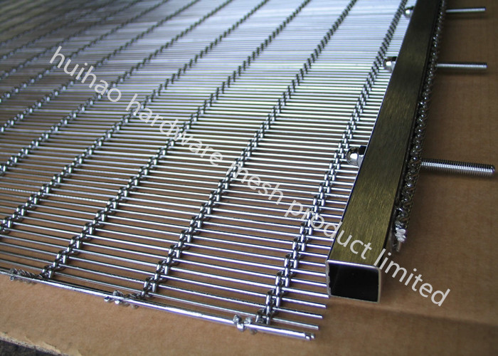 Square Aluminum Frame Architectural Metal Mesh Easy Mounting 13mm Warp Pitch