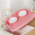 Plastic Pet Bowl Double Hole Pet Feeding Bowls Pet Food And Water Bowls custom