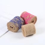 65mm Pink Burlap Ribbon With Lace 10 Yards Natural Burlap Ribbon Woven Edges