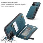 PU Leather Wallet Cover for iPhone 14 15 Pro Max Zipper and Card Slot Closure