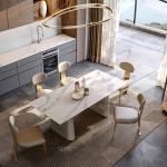 Rectangle Marble Top Black SS Steel Furniture Dining Table