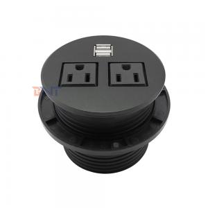 China Round Socket Table Dual Usb Charging Outlet Sofa Socket With 2 Power Socket on sale