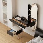 Villa Bedroom Small Black Makeup Vanity Desk With Drawers And LED Lights
