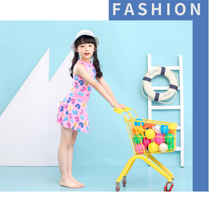 Sunny Girls Swim Suit Two Pieces Shirt Girl Push Up Swimsuit For Children Swimsuit Dress
