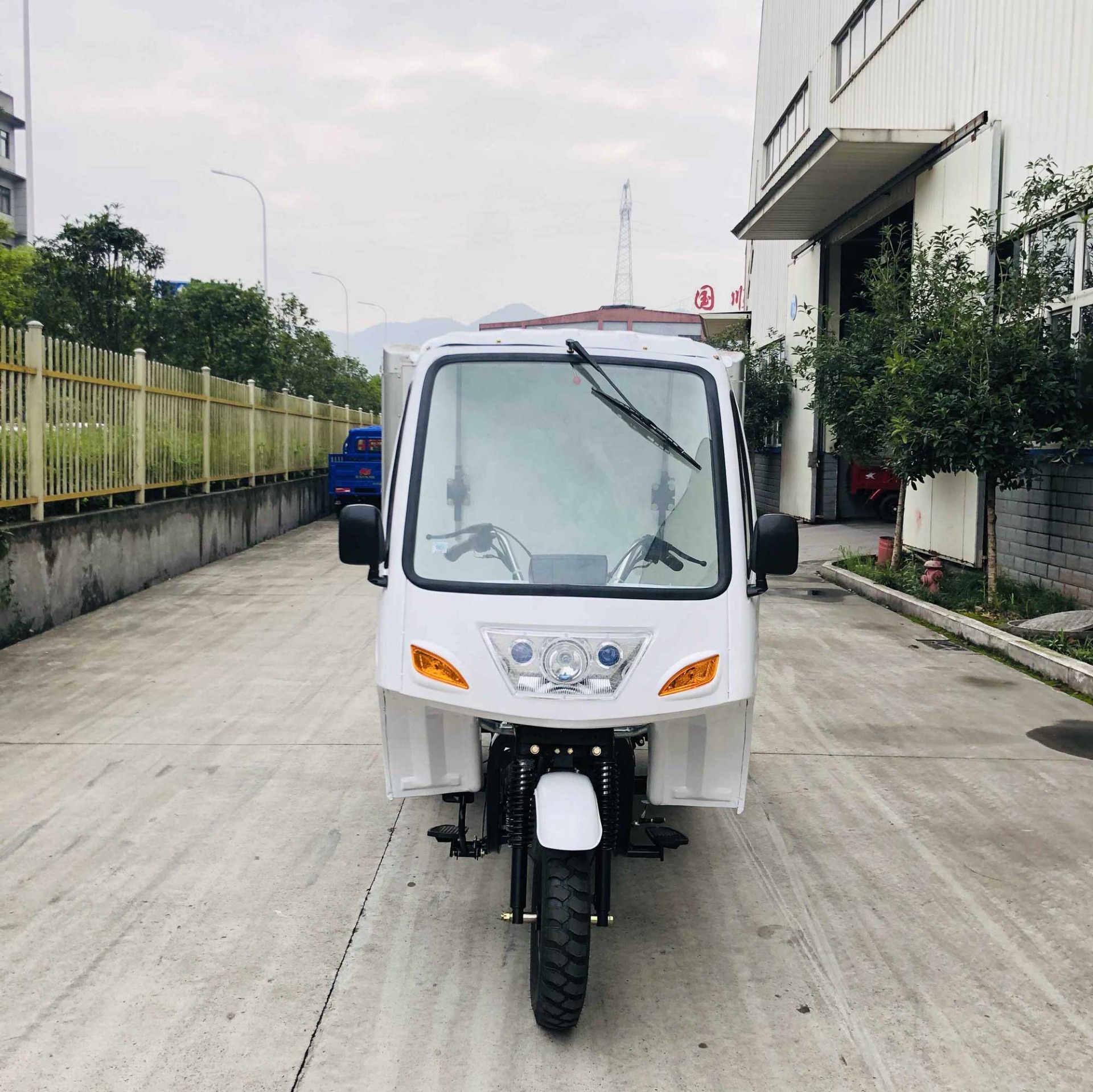 DAYANG Box Cargo Tricycle Longer Five Wheel Design with White Lifan Body and 800W Power