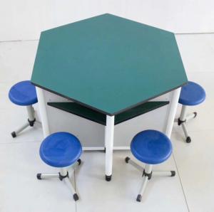 China CE certificated Mathematics Table Cheap Price School Furniture Maths Classroom Hexagonal Desk wholesale