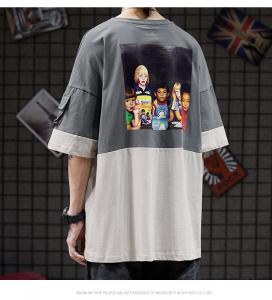 China Color Matching Round Neck Men Streetwear T Shirts Sublimation Logo wholesale
