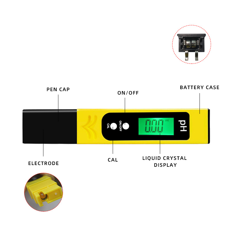 Power Supply 2*1.5V LR Button Battery PH Meter High Precision Water Tester for Lab