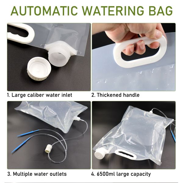 Extra Large 6500ML Drip Irrigation Bag Adjustable Flow, Self Automatic Watering System For Outdoor Gardening Plants And Flowers