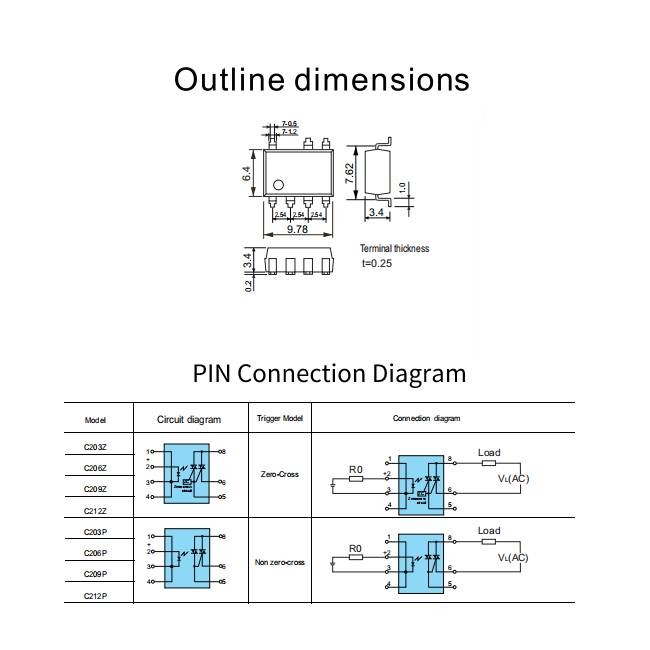 Phototriac Optronics Solid State Relay 0.3A 0.6A 0.9A 1.2A YSC2 Series