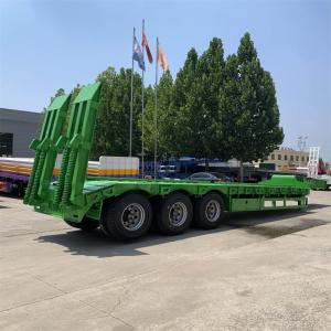 China 3-Axle 60t Dump Semi-Trailer with Hydraulic Ramp Low Bed Trailer and 4/5/6mm Thick Grid Plate wholesale