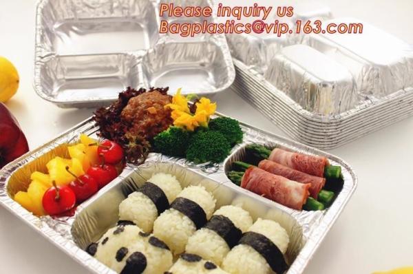 Two Compartments Disposable Aluminum Foil Containers for Takeaway Food Packaging