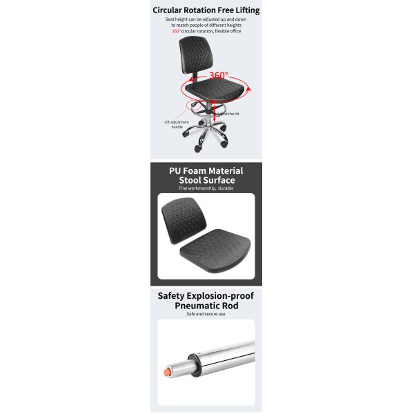 ESD Cleanroom Chair Adjustable Swivel PU Leather