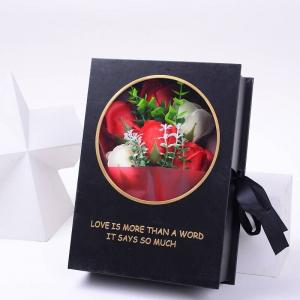 China Custom Luxury Valentines Gift Real Preserved Rose Decorative Flower In Round  and square flower Box with ribbon wholesale
