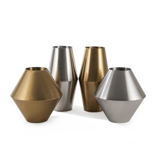 China 1 Short Pot And 1 Tall Pot Set Brushed Stainless Steel Planters D60cm H60cm wholesale