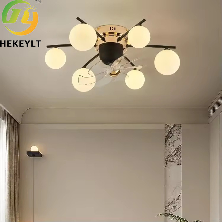 Nordic Modern 6 Heads Shaking Head Ceiling Fan Lamp for Bedroom Lighting