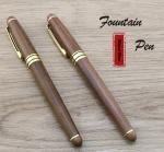 Walnut Wood Fountain Writing Pen Retro Style Brass Clip For Business Office