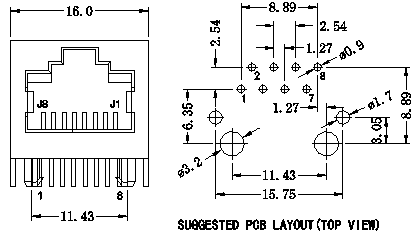 TLA-6T718 RJ45 Modular Jack IEEE802.3 10/100Base-TX