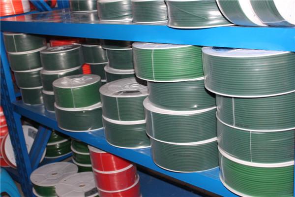 Green High Tensile And Tear Strength Resistance To Oils Fuels Polyurethane Round Belt For Industrial