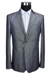 China Slim Fit Tailored Mens Casual Blazer Jacket Office Worker Gentleman Gray wholesale