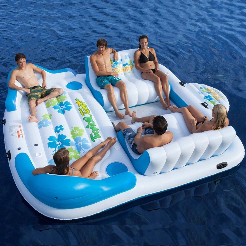 Modular Inflatable Water Park with Custom Floating Obstacle Course Slides Climbing Elements And Connected Play Platforms for Lake Resort Beach And
