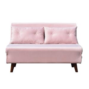 China Pink Velvet Two Seat Sofa Bed Folding Chair Fabric Foam Plywood wholesale