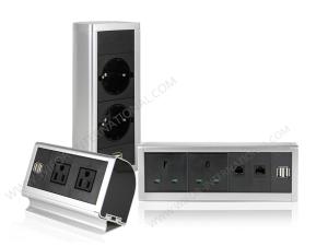 China 110 - 250V Aluminum Edge Desk Mountable Power Strip Silver Or Black Color wholesale