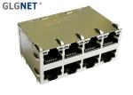 Green / Yellow LED Stacked RJ45 Connectors 8P8C Modular Jack 2X4 Ports