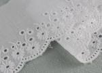 White Eyelet Cotton Lace Trim , Scalloped Floral Lace Ribbon For Wedding Dress