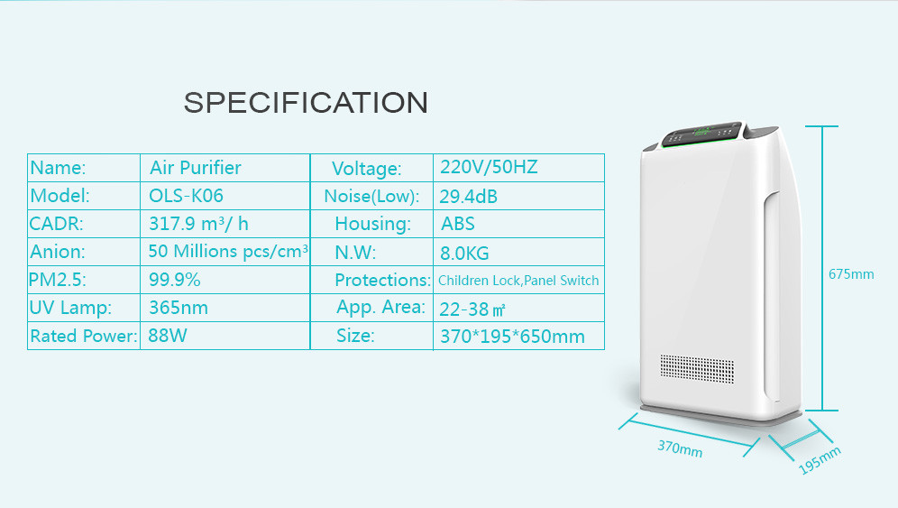 Tuya Smart Home Mini Low Noise Personal Pm2.5 Intelligent Air Generator Air Purifier