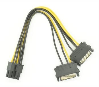 Graphics PVC 20cm SATA Extension Cable SATA15P Power Cord Male To 8Pin