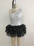 Kids Dance Clothes , Toddler Ballet Clothes Silver And Black Color