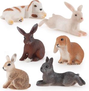 China 6 Cute Farm Animal Figurines For Kids - Rabbit Birthday Cake Toppers Easter Toys wholesale
