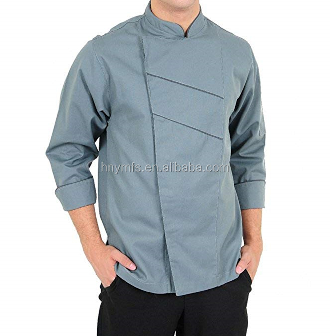 Long Sleeve Customized White Black Poly - Cotton Blend Modern Chef Coats