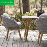 Outdoor Garden Courtyard Waterproof Fabric Dining Chair with Teakwood Frame and