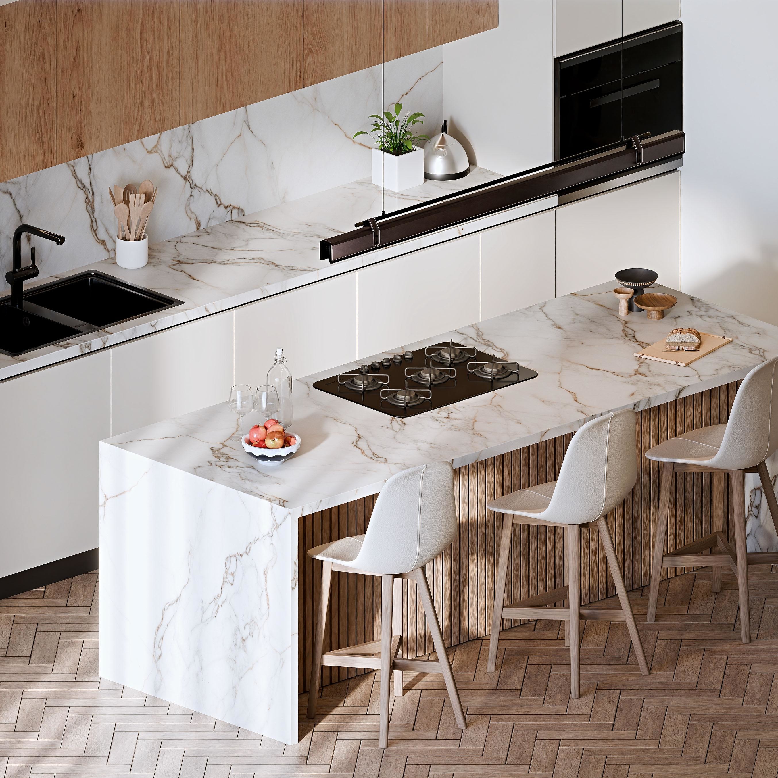 Customized Complete Modern Matt Finish Melamine Wood Grain Kitchen Cabinets For Apartment Projects