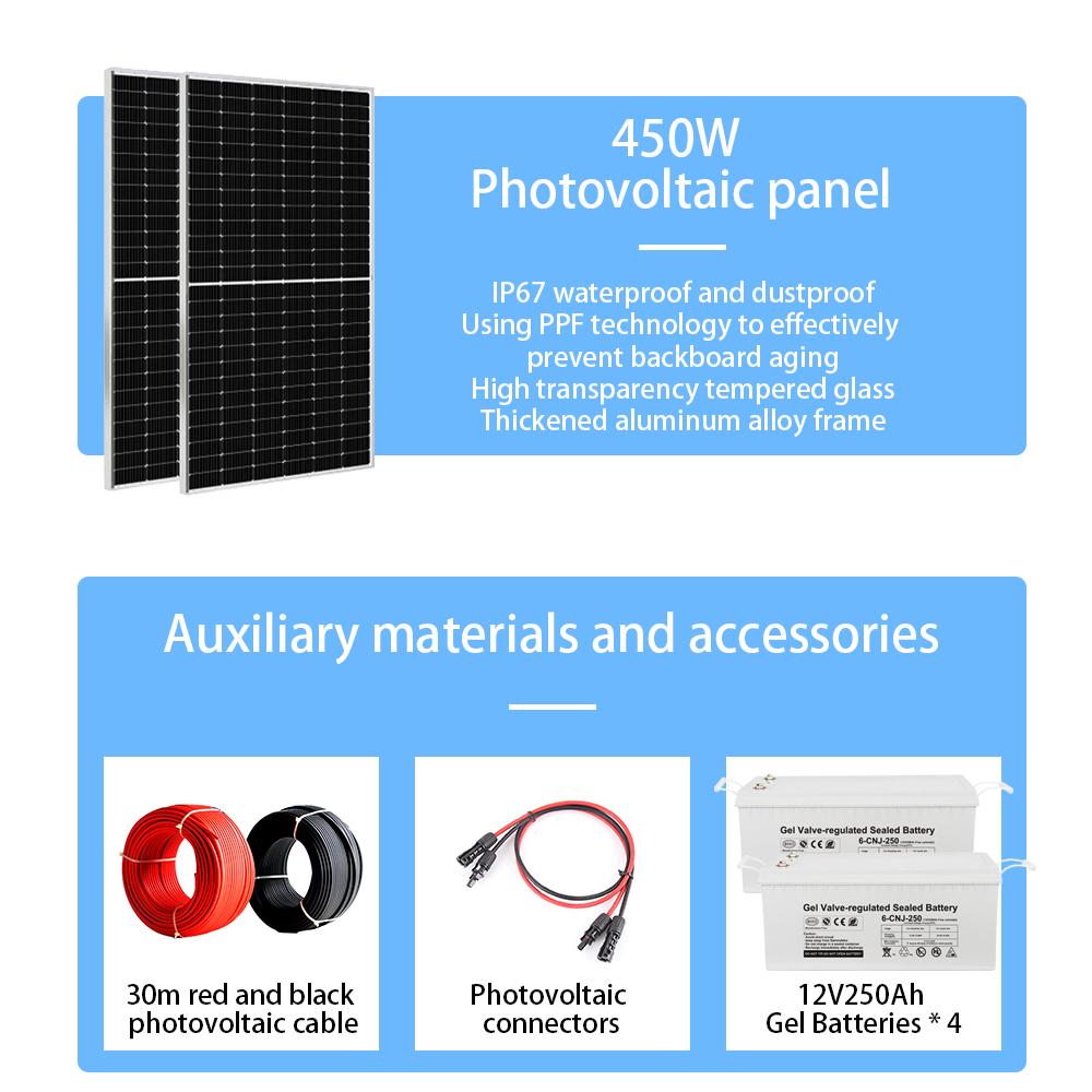 5KW Off Grid Home Hybrid Solar Energy Systems 5000w Solar Panel Kit