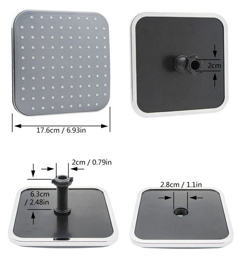 Big Size Square High Pressure Rainfall Shower Head ABS / Softer Silicon Rubber Material