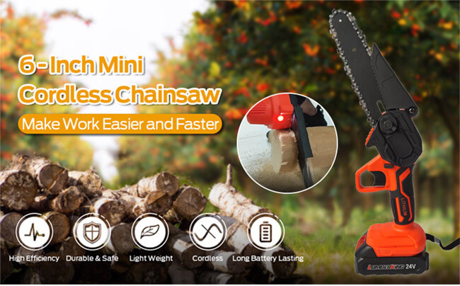OEM 6 Inch Handheld Mini Chainsaw Lithium Portable Cordless 4 Inch Handheld Chainsaw