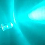 5mm 45deg 500nm Bluish Green Color 15000mcd Stopper Pins Clear Round Head F5