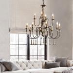 Vintage Foyer chandeliers large wooden lustre rustic lighting suspension retro